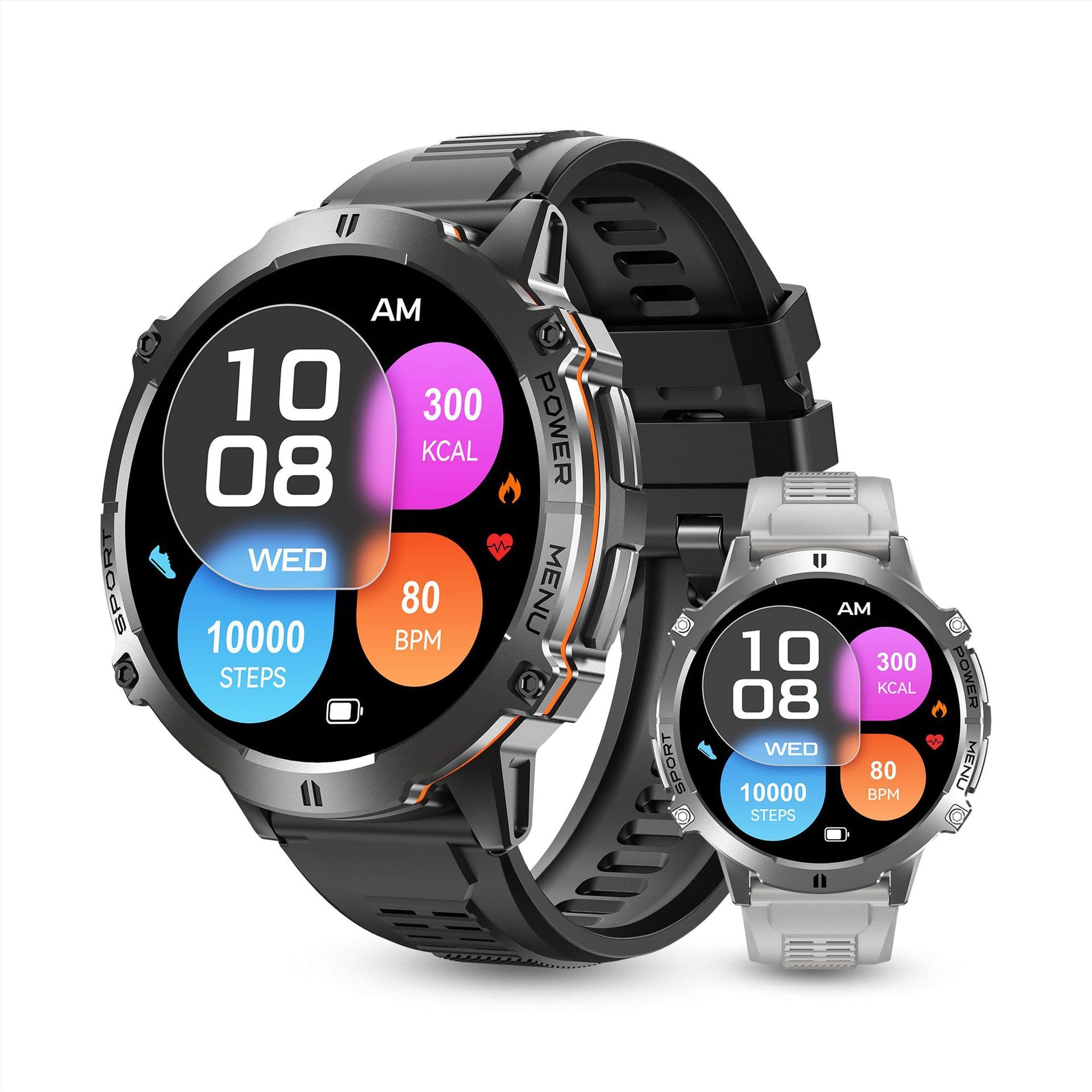 Outdoor Sports Rugged Large Battery X3 Smart Watch Round Dial Bluetooth Call Heart Rate Barometer Geomagnetic Long Battery Life