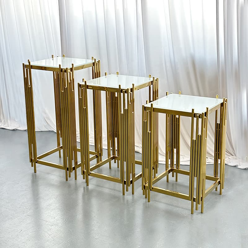 Wedding Supplies Square Gold Display Stand, Stainless Steel Dessert Stand, Wedding Cake Table