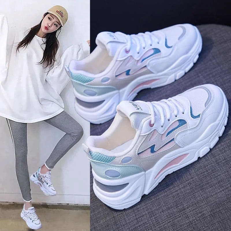 2026 Autumn New Korean Style Ins Dad Sneakers for Women Students Chunky Sole Sports Shoes Street Photography Casual Trendy Shoes