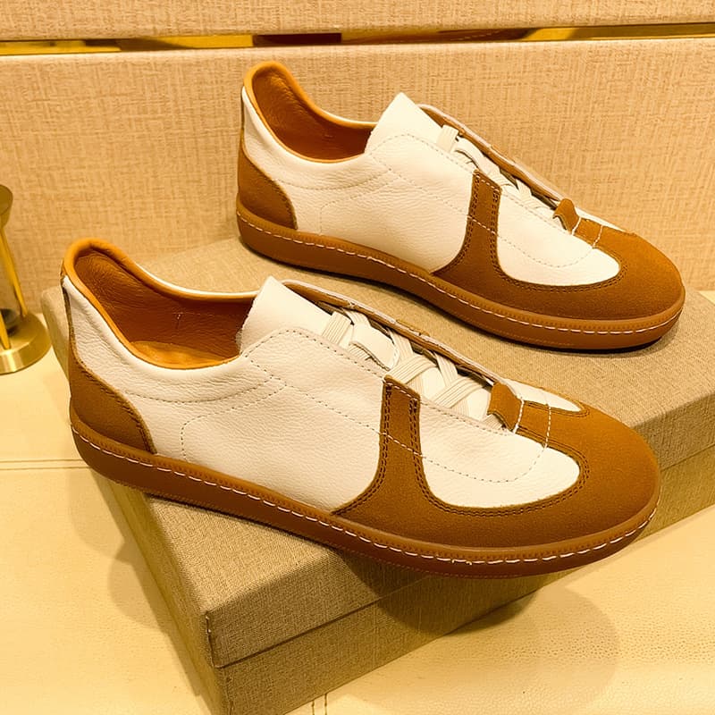 2026 Spring Summer New Casual Fashion Board Shoes Classic Versatile German Training Shoes Men's Genuine Leather Breathable Lace-Up Onitsuka Style