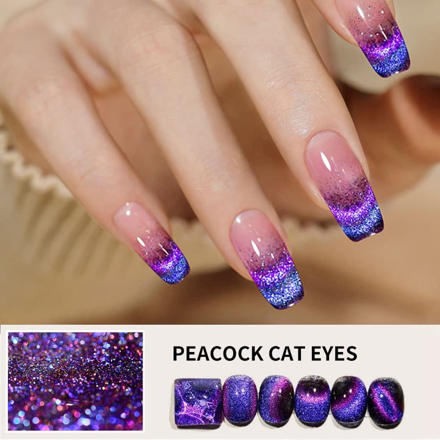 Blue Purple Crystal Stone Cat Eye Nail Art Gel Halloween Factory Wholesale Long Lasting Quick Dry Shiny Nail Polish Glue