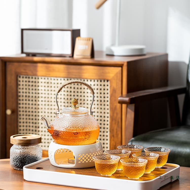 Afternoon tea set with health flower teapot, candle tea brewing candlestick, heatable hotel-style herbal and fruit teapot