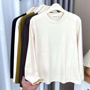 Autumn Winter 200 lbs Plus Size Women's Versatile Casual Double-Sided Fleece Inner Wear Long Sleeve T-Shirt Top 1368