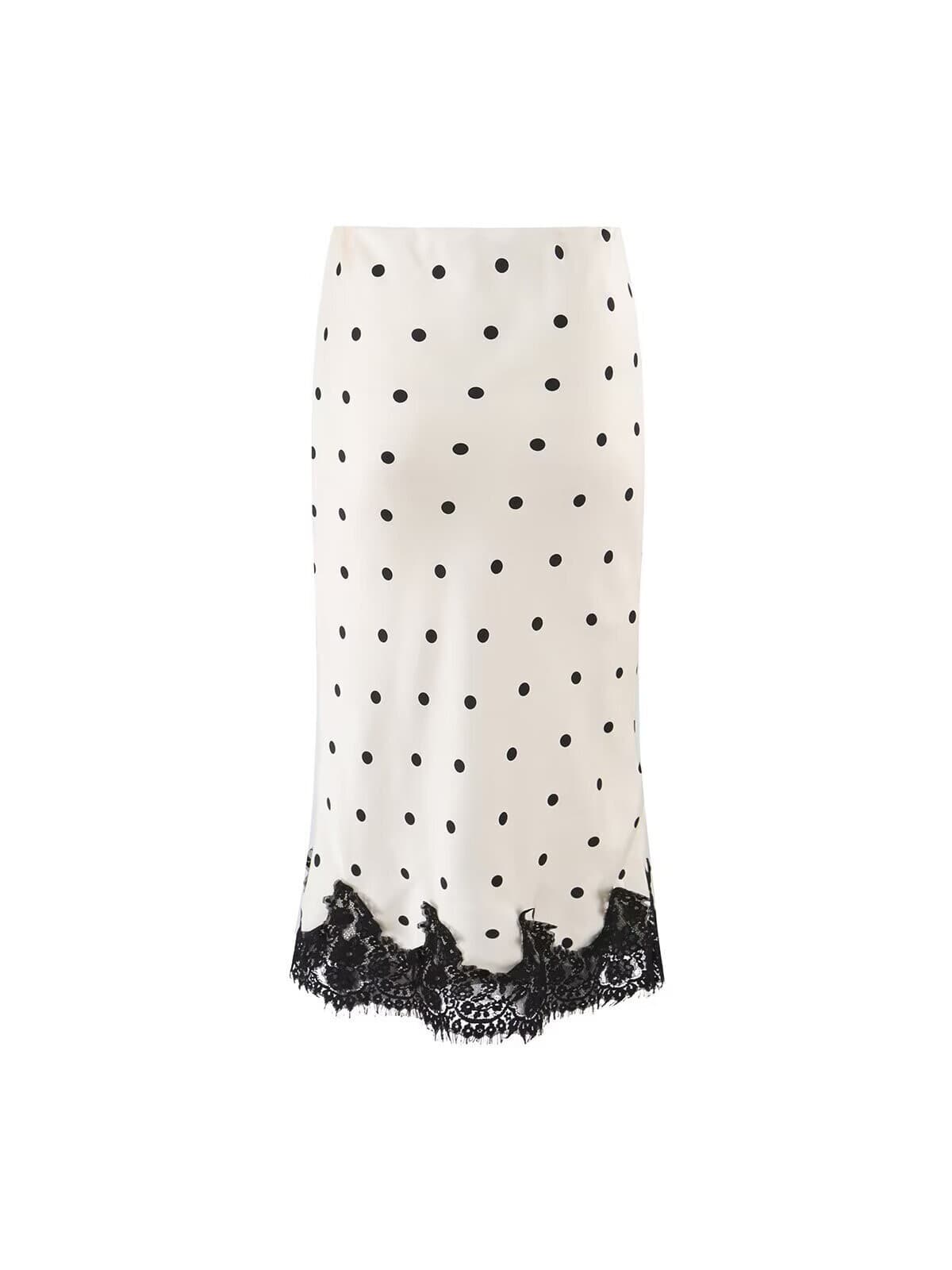 Export Order! 2026 Summer New Satin Patch Lace French Pencil Skirt
