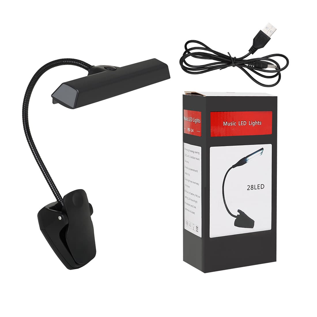Flexible LED Charging Music Stand Lamp Score Light Practice Lamp Clip-On Music Stand Lamp Can Be Connected to Power Bank
