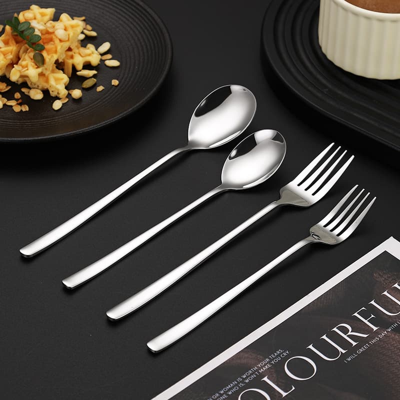 316L Stainless Steel Korean Style Luxury Dinnerware Set: Fork, Spoon, and Chopsticks (for home, restaurant, dessert) with long handle