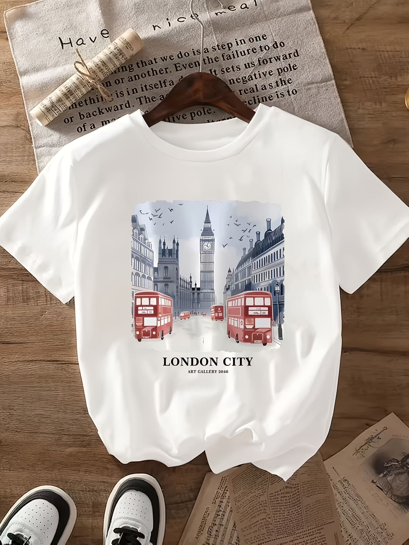 Women's London City Graphic T-Shirt - Red Double-Decker Bus