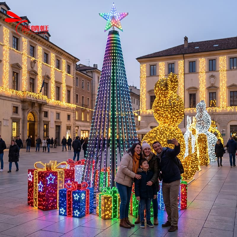 Color Dragonfly 4.2m RGB Externally Controlled Programmable Pixel Light Christmas Tree for Outdoor Large Light-Up Christmas Tree in Shopping Malls and Squares