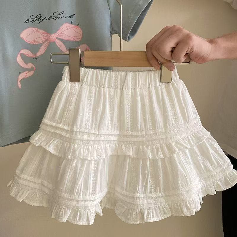 Fresh and Elegant Girls' Cake Skirt Princess Style Pleated Short Skirt Summer Half Skirt Children's Stylish Versatile Korean Version Skirt