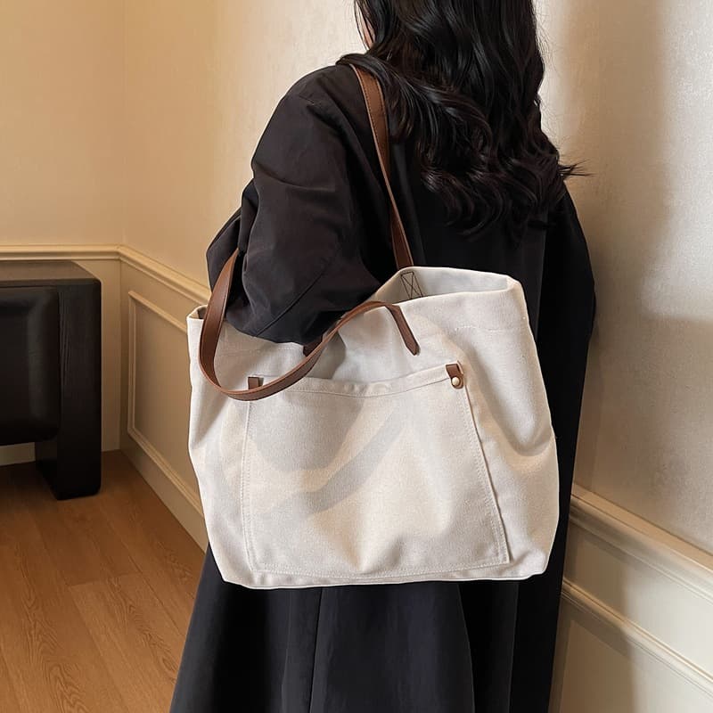 Cross-border New Korean Fashion Simple Commuter Bag, Versatile Denim Bag, Large Capacity Portable Tote Bag, Shoulder Bag for Women