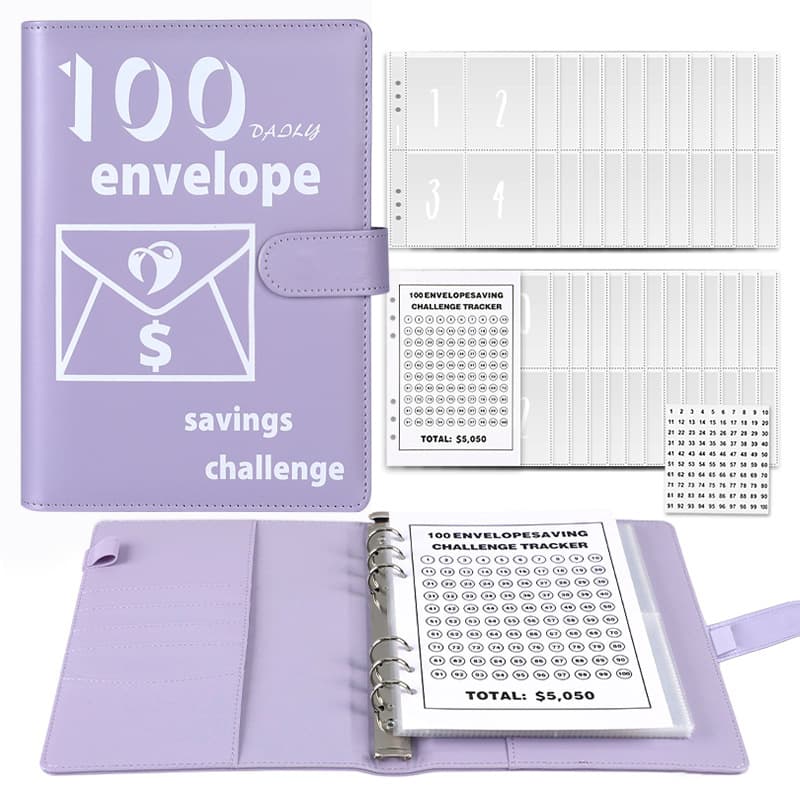 100-Day Money Saving Challenge Cash Savings Binder Loose-Leaf Notebook 100EnvelopeChallenge