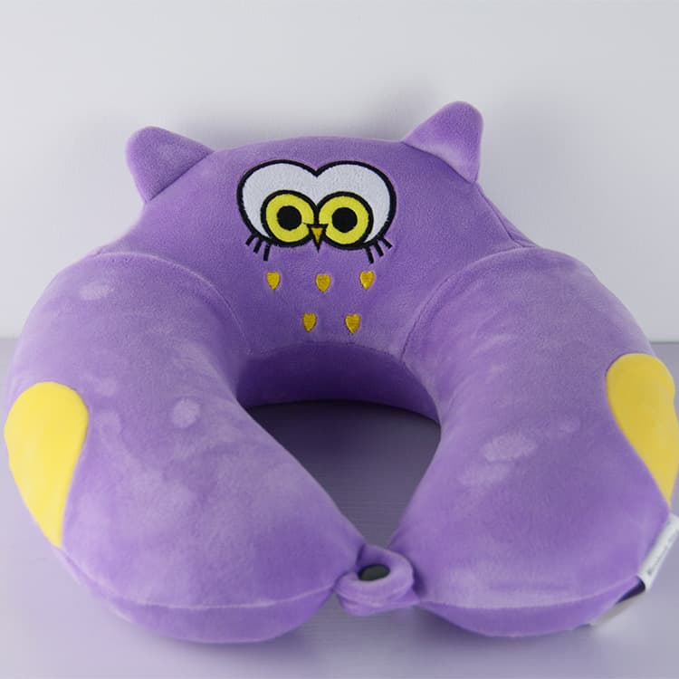 Cartoon animal memory foam U-shaped pillow for airplanes, slow rebound travel U-shaped neck pillow with logo, wholesale.