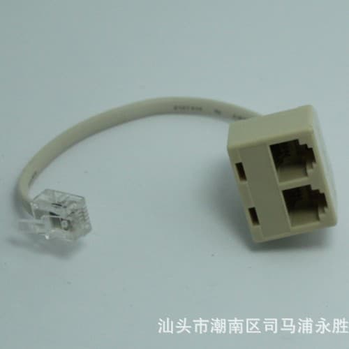 Professional manufacturer telephone adapter RJ11 one male to two female, Y-splitter with cable 6P4C
