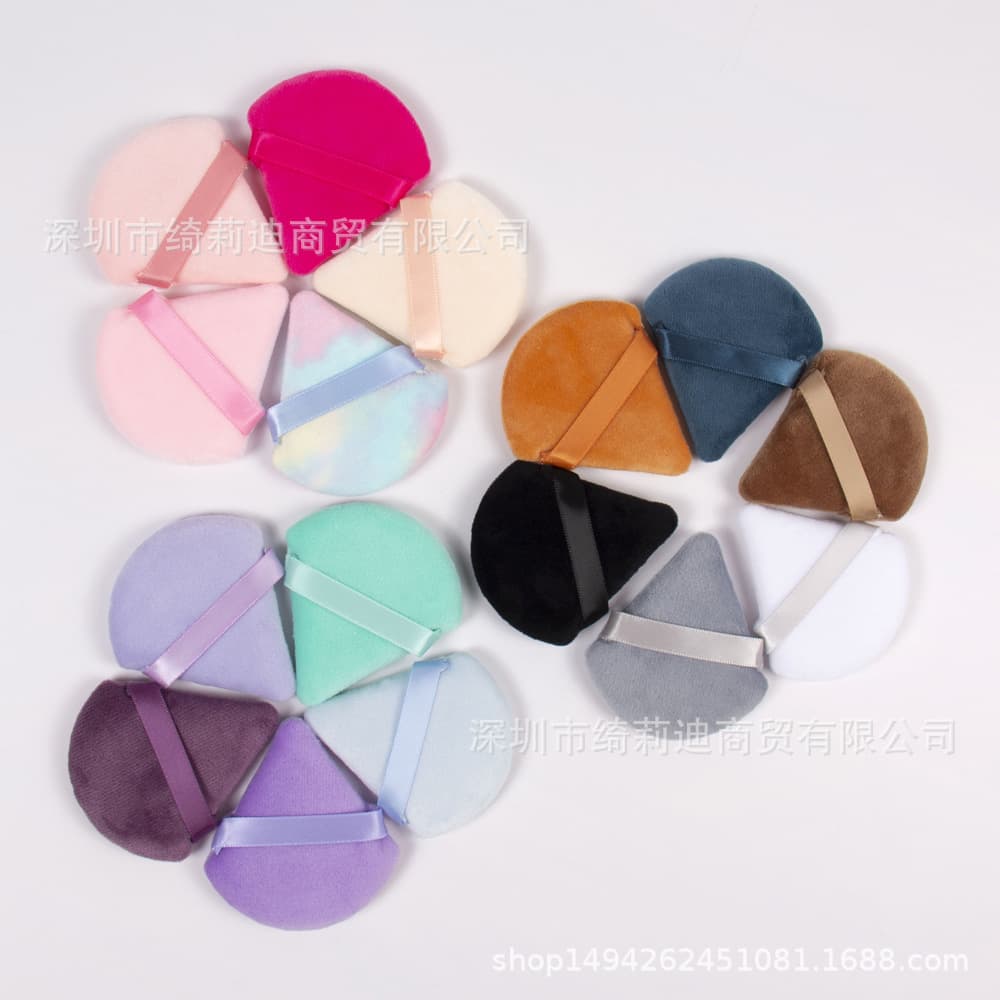 Pressed Velvet Powder Puff Small Triangle Loose Powder Dry and Wet Dual-Use Cotton Puff