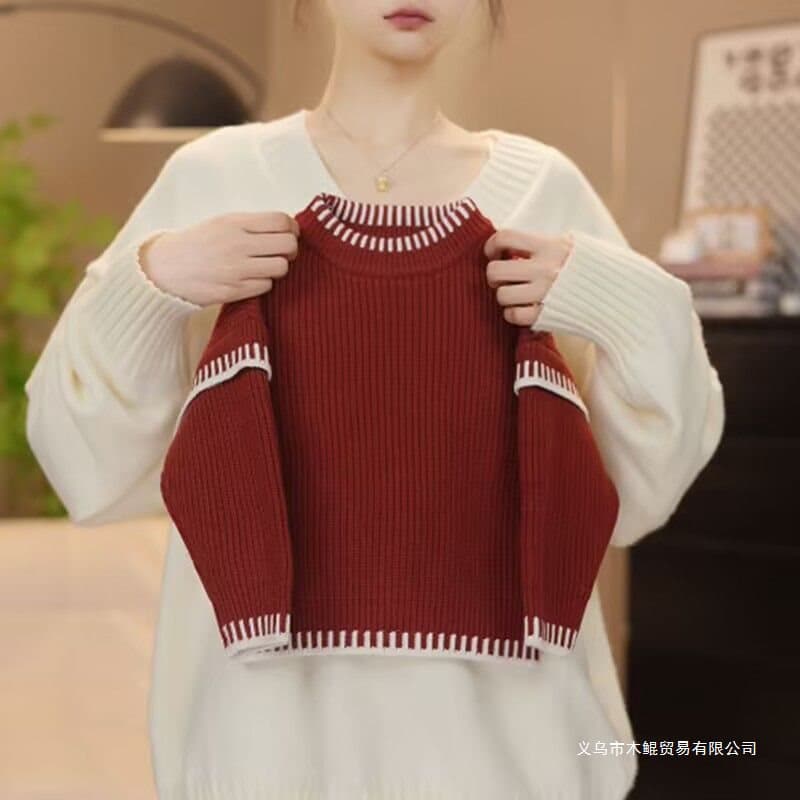 2024 boys' autumn/winter new sweater Angora red Korean version girls' thickened baby knitwear versatile stylish trendy