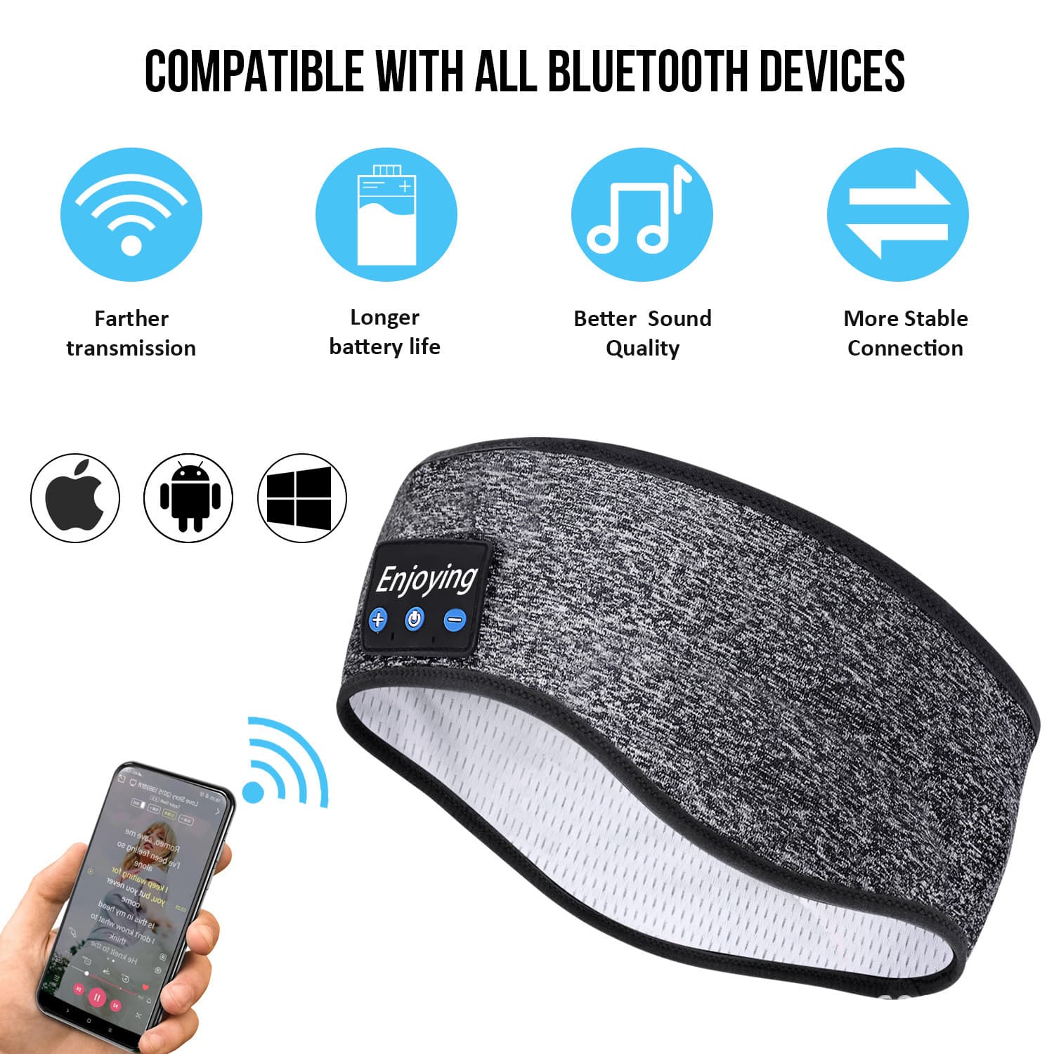 Bestseller Sports Headband with Bluetooth 5.0 for Running, Fitness, Yoga, Sweat-Wicking, Double-Layer Breathable Music Sleep Mask