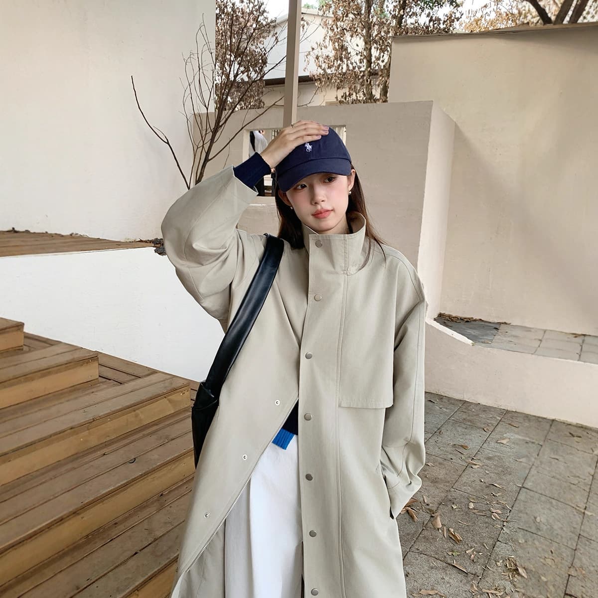 Khaki Long Trench Coat for Women 2026 New Korean Style High-End Look Trendy This Year's Popular Overcoat