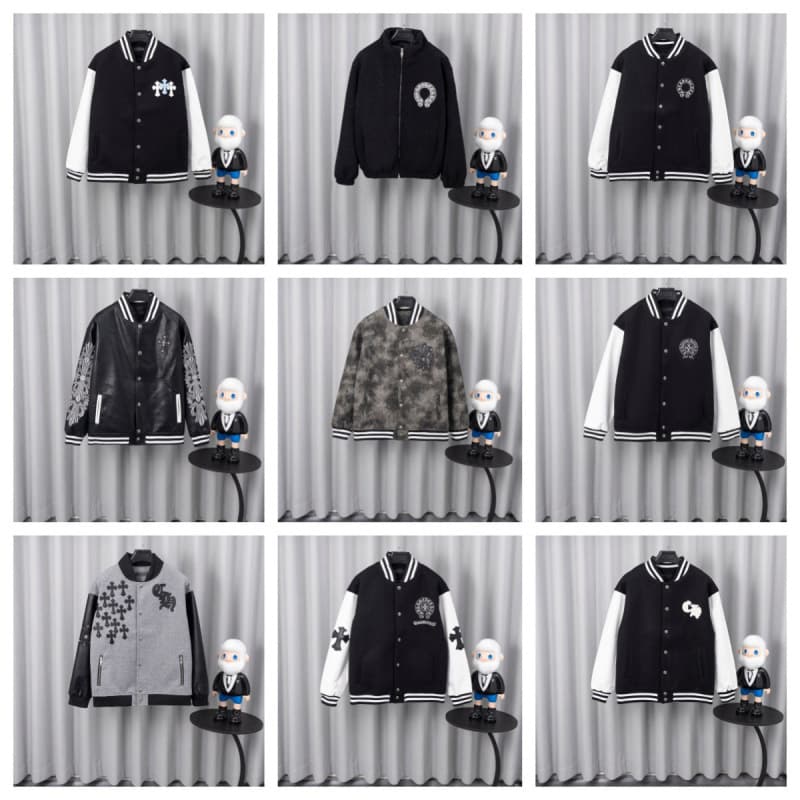 25SS Cross-border High Version CH Croix Baseball Jacket New Leather Patch Embroidery American Style Unisex Jacket