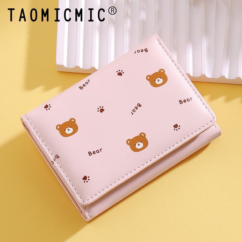 New Summer Cute Bear Short Women's Wallet, Fresh Ins Style Small Tri-fold Purse