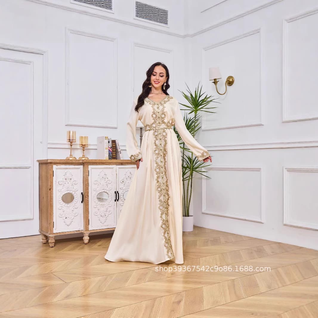 MT054 Cross-border new women's foreign trade dress robe women's long skirt embroidered elegant travel party dress