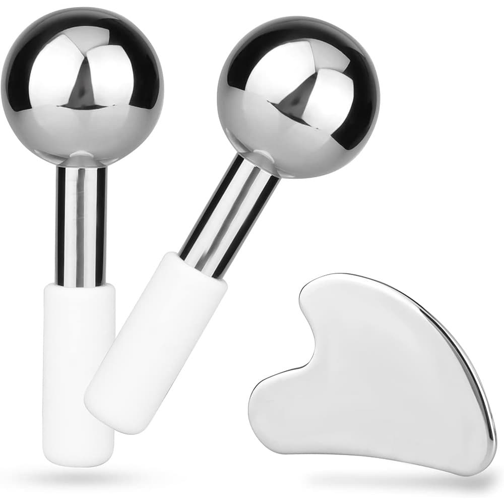 Hot Selling Stainless Steel Ice Ball Gua Sha Plate Set SPA Hot and Cold Compress Facial Eye Beauty Metal Massage Ice Hammer