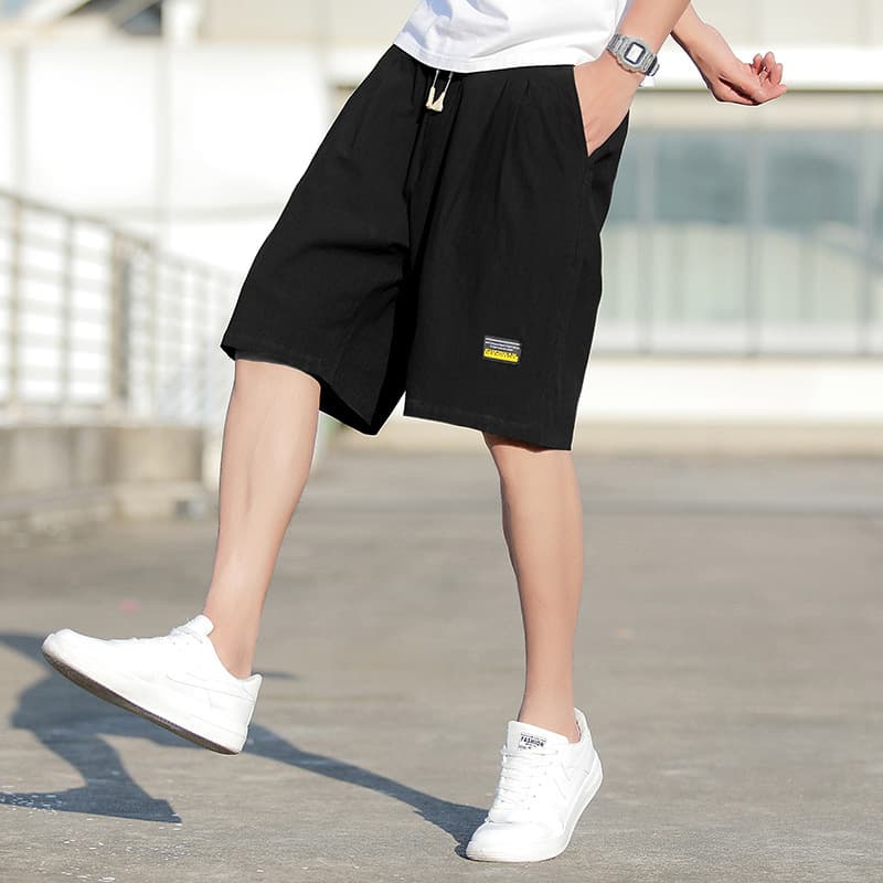 Linen Cotton Men's Summer Shorts Loose Fit Five-Quarter Length Casual Pants Straight Leg Beachwear Comfortable Breathable