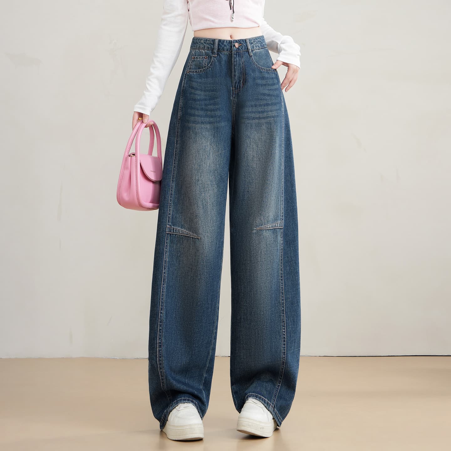 Denim Scimitar Pants Summer New Letter Wide Leg Pants Loose Casual Pants 2026 Autumn New Long Pants Women
