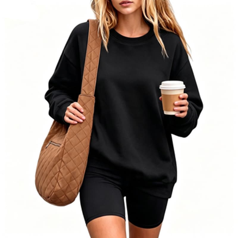 Korean Style Fleece-Lined Autumn Winter Trendy Pullover Crewneck Sweatshirt Blank Solid Color Sports Casual Loose Long Sleeve Wholesale Sweatshirt