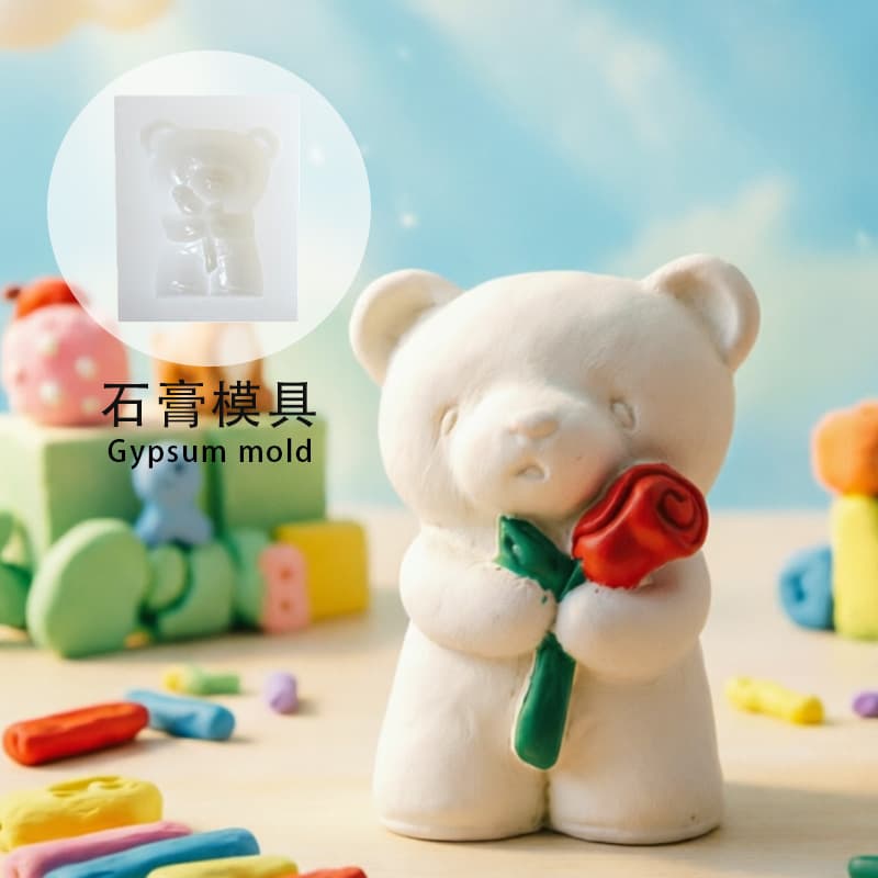 diy tulip plaster mold flower bear rose bouquet plaster ornaments silicone mold car vent decoration