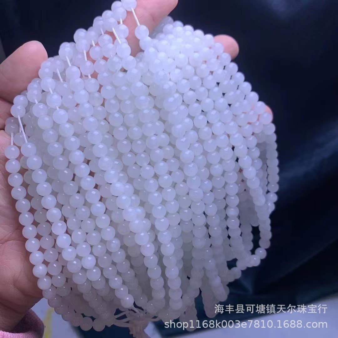 Hotan jade white jade sweater chain 108 Buddha beads multi-circle bracelet DIY small accessories loose beads girl model wholesale