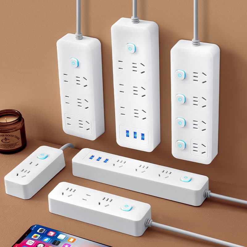 Small white pure copper home multi-functional socket panel with USB multi-port power strip for dormitory use