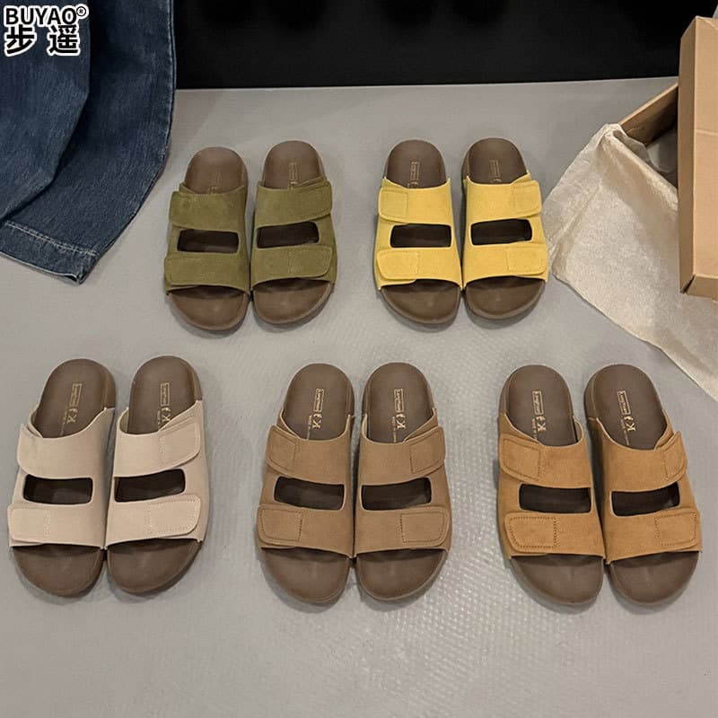 In Stock~Cowhide Birkenstock Sandals for Women Summer Outdoor Comfortable Non-slip Casual Beach Slide Sandals