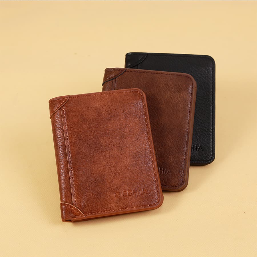 2024 Retro Ultra-thin Men's Wallet Multi-function Driver's License Three-fold Short Wallet Cross-border Men's Credit Card Bag