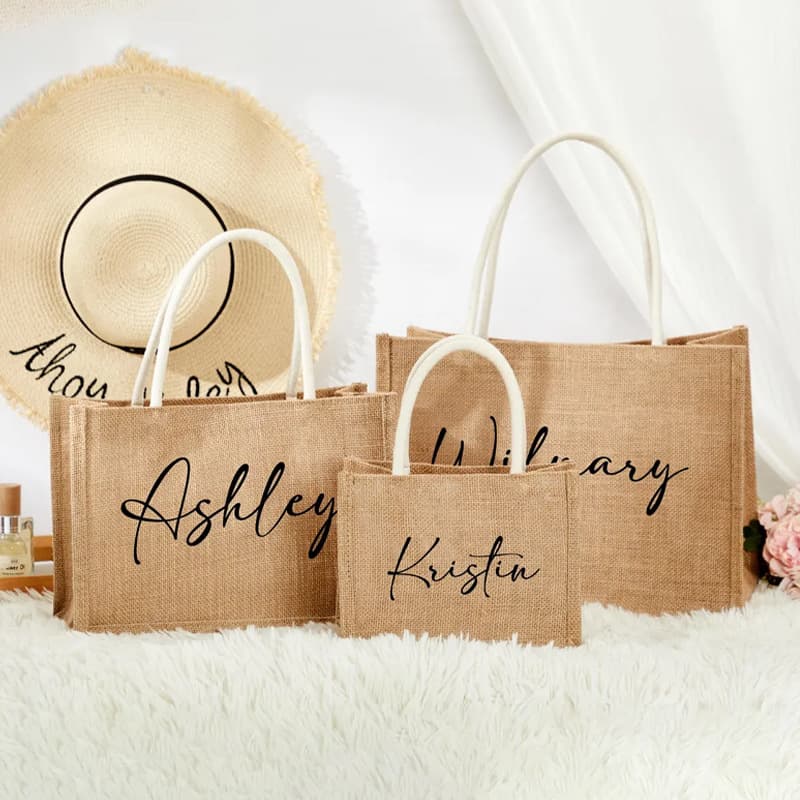 Cross-border Beach Bag Custom Jute Bag Gift Bridesmaid Tote Handbag Gift Bag Beach Bag