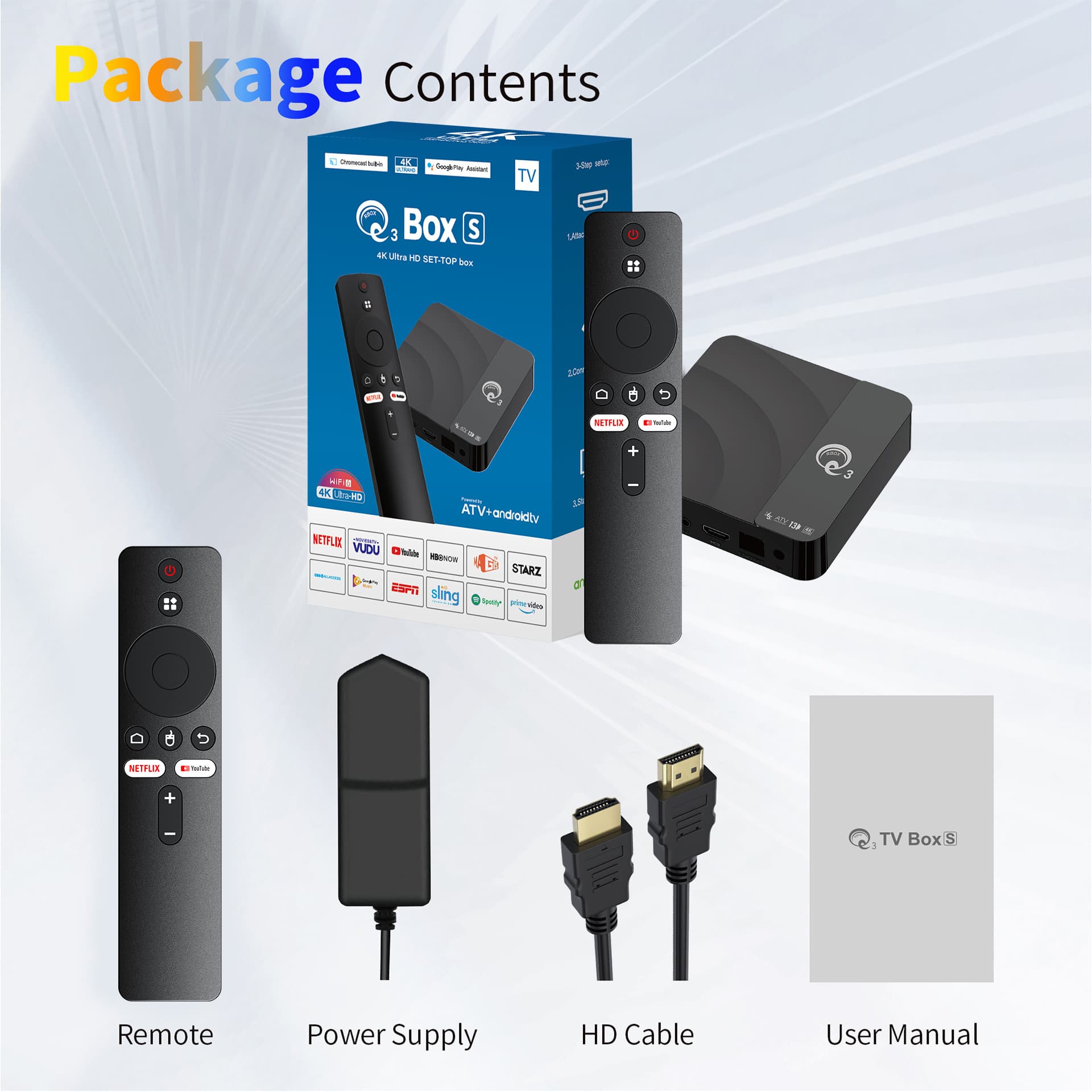 Hot Selling Q3 TV Box Android 4K Home HD Portable Network Player Wireless TV Box