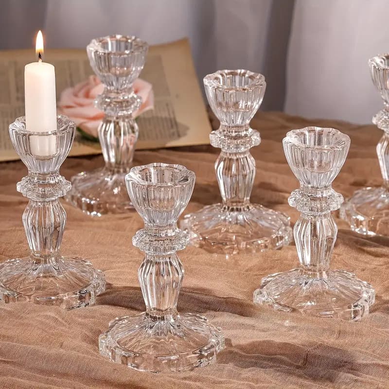 Temu Dropshipping Cross-Border Hot-Selling Source European and American Light Luxury Style Home Decoration Christmas Gift Crystal Glass Candle Holder
