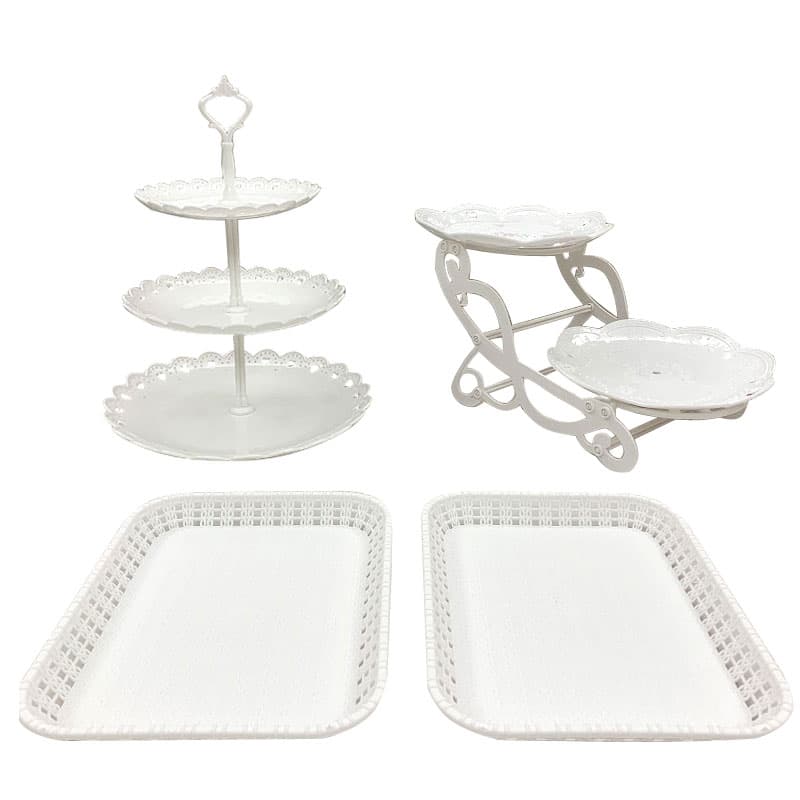 European-style Birthday Dessert Table Display Stand Set, Snack Cold Buffet Serving Tray, Three-Tier Cake Stand