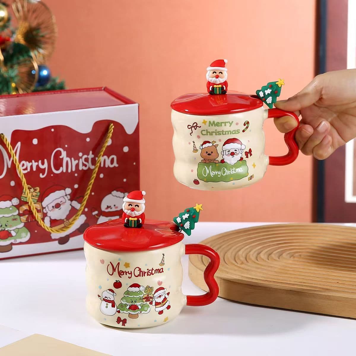Cross-border Christmas Ceramic Mug Creative Cartoon Animal Pattern Santa Claus Mug Foreign Trade Gift Souvenir