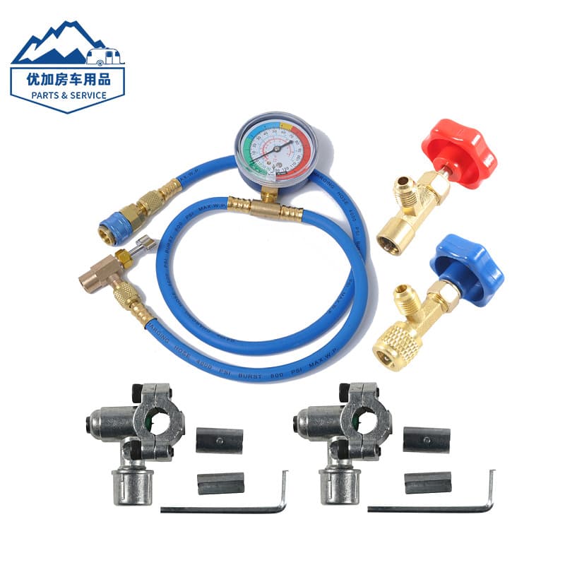 Cross-border Supply 134A Refrigerant Gauge Refrigerant Pressure Gauge Kit RV Car A/C Charging Hose Piercing A/C Valve