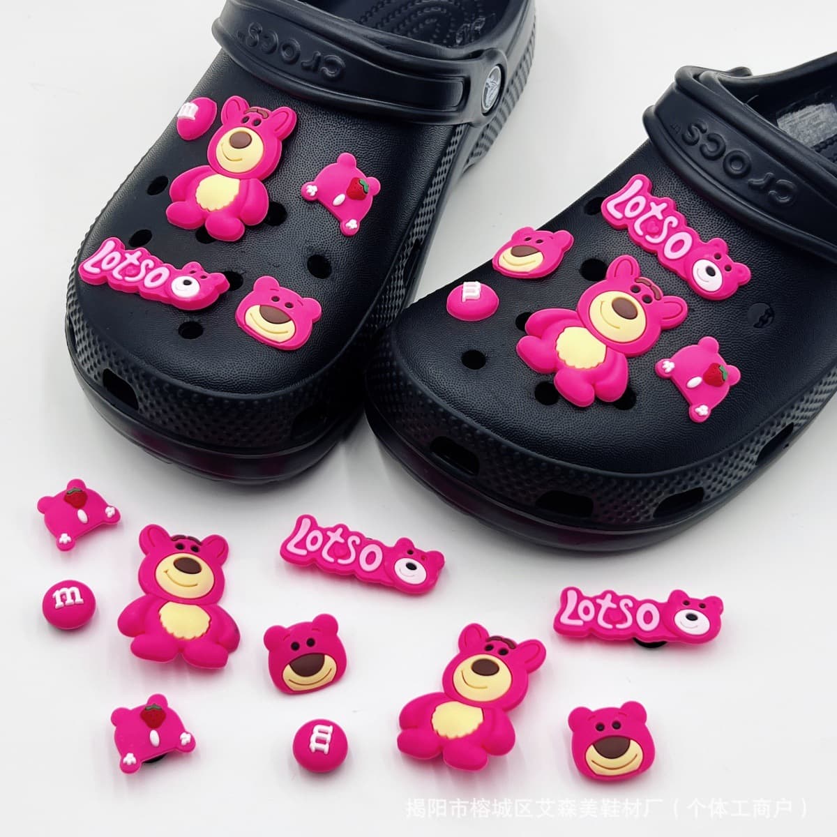 Cross-Border Cartoon Strawberry Bear Soft Rubber Patches, Shoe Charms, Phone Cases, Water Bottles, Hair Accessories, Hair Clips, Hair Ties, and Decorative Accessories