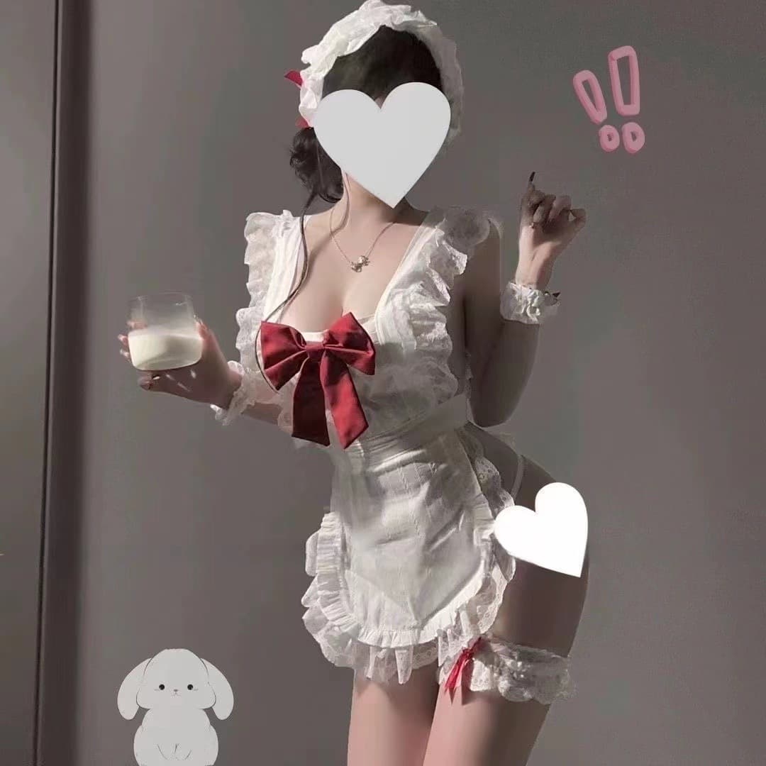 New Cute Sexy Bow Pretty Maid Naked Back Apron Sexy Underwear Pure Ass suit Uniform