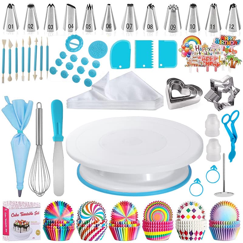Cross-border 255-piece cake turntable set, cake decoration nozzle, TPU decorating bag, decorating tools