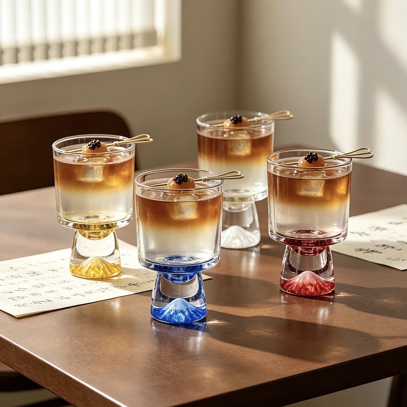 Retro Mountain Glass Cup Water Cup Premium Niche Creative High-Stem Drink Cup Coffee Cup Sweet Cone Cup Wine Glass