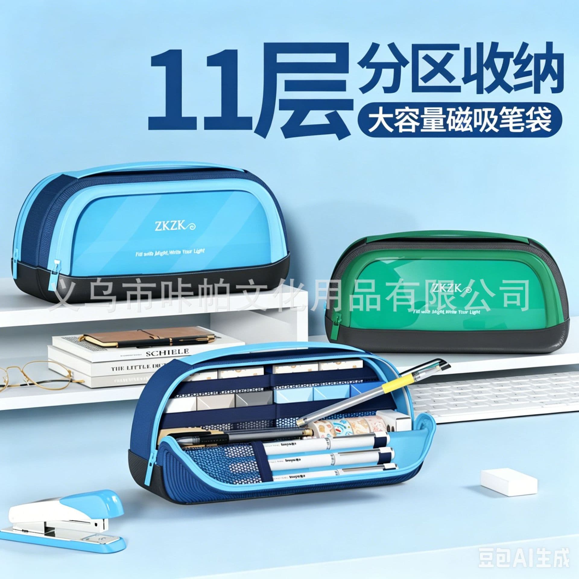 New Magnetic Pencil Case Transparent Standing Pencil Bag for High School Students Simple Large Capacity Stationery Case Unique Design