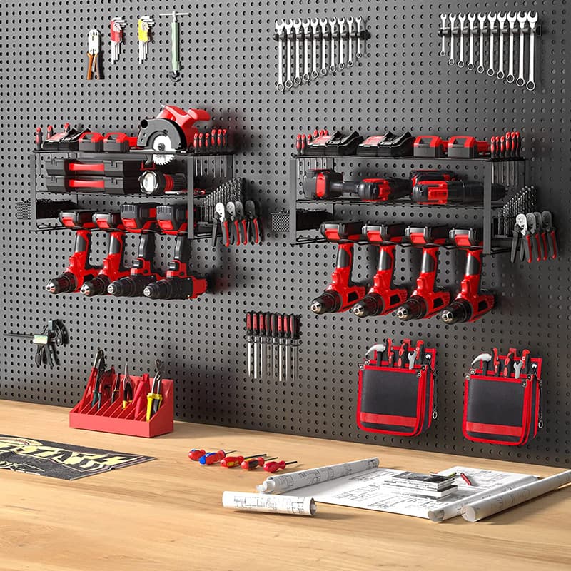 Factory Direct Three-Tier Wall-Mounted Power Tool Storage Rack Hardware Tool Shelf Electric Drill Organizer