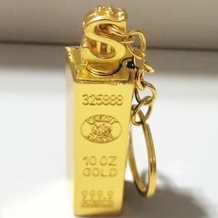 Gold Bar Shaped Match 10,000 Strikes, Compact and Portable Keychain Pendant Gold Bar Kerosene Lighter Wholesale