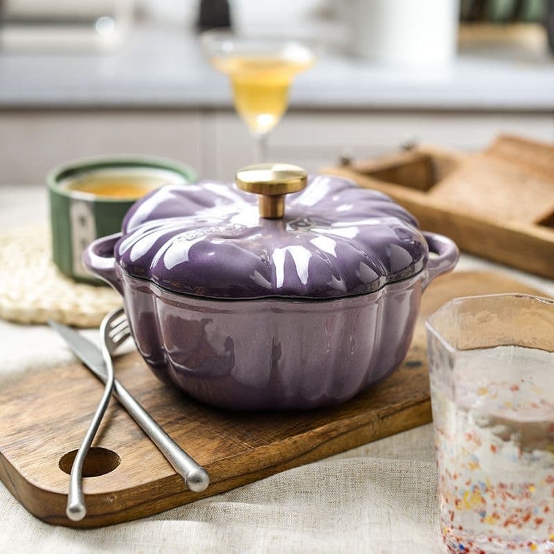 Enamel Pumpkin Casserole Pot, Stew Soup Meat, Multi-Function, Induction Compatible