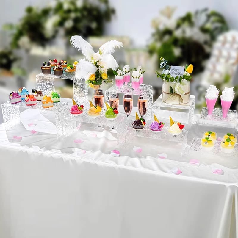 Acrylic Water Ripple Dessert Display Stand High-End Tea Break Stand Birthday Party Cake Pastry Rack Commercial Use