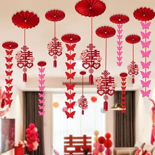 Wedding Room Decoration Hanging Ornaments, Newlywed Happy Character Ceiling Living Room Decor, Women's Bedroom Men's Master Bedroom Premium