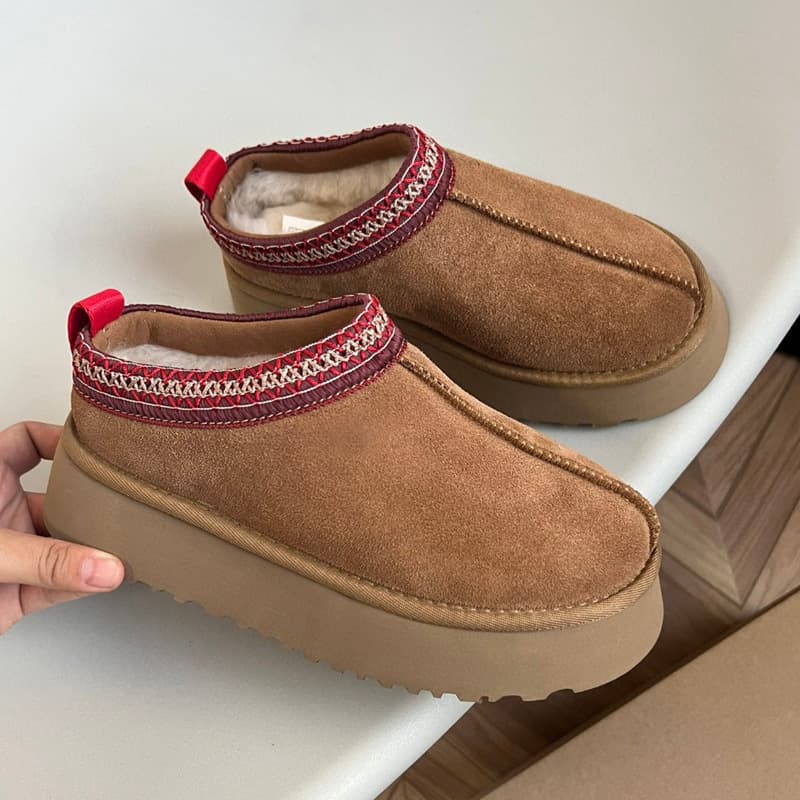 Women's Snow Boots Thick Sole Height Increase 2024 Winter New Style Slip-On Round Toe Fleece-Lined Warm Cotton Snow Boots